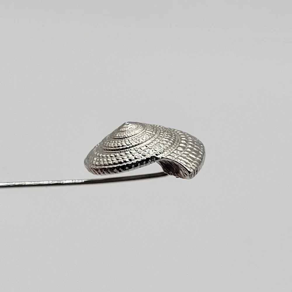 VTG "Crown" Trifari Shell Stick Pin Brooch | Silver Tone | SIGNED - Picture 5 of 6